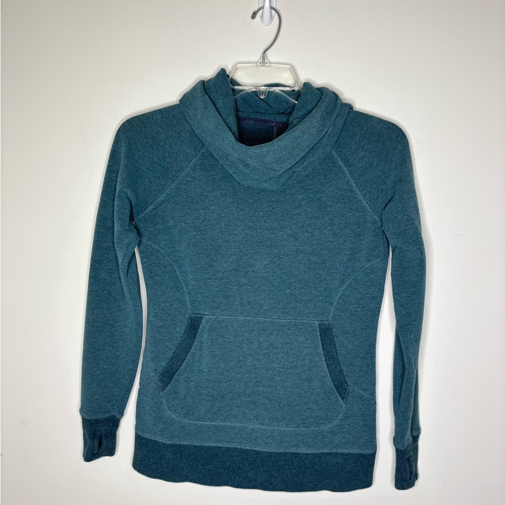 BN4 L.L. Bean Fleece Sweater Women's Blue Teal Cowl Neck Sweater XS